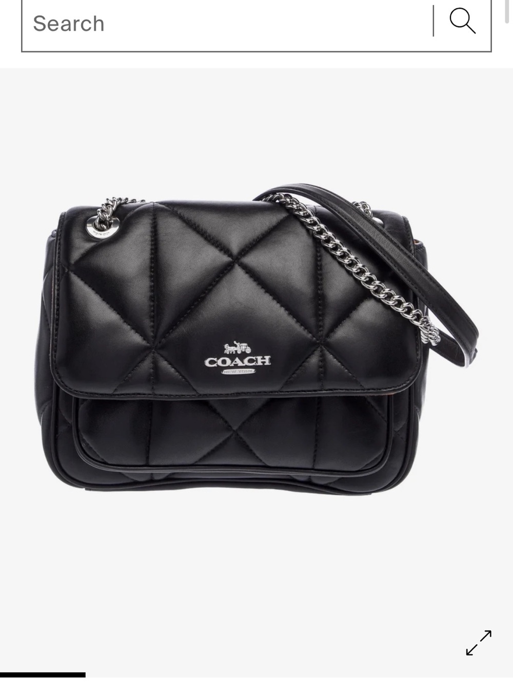 Coach quilted black leather silver accents